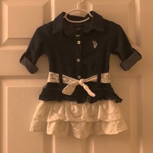 Denim & White Lace Dress